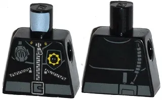 Torso Police 3 Zippers, Minifigure Head Badge, Radio and Belt Pattern (Pattern on Front and Back)
