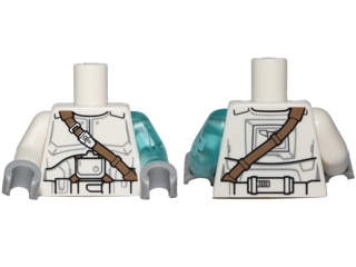Torso SW Armor Clone Trooper with Dark Tan Diagonal Belt Pattern (Jek-14) / Trans-Light Blue Arm Left with Lightning / White Arm Right / Light Bluish Gray Hands