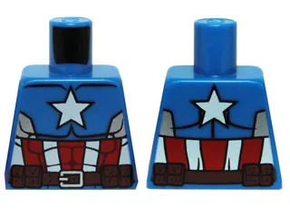 Torso Muscles Outline with White Star, Red and White Stripes and Brown Utility Belt Pattern