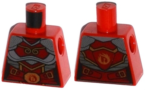 Torso Ninjago Female Samurai Armor with Gold Buckles and Flames Pattern