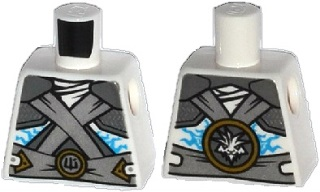 Torso Ninjago Shoulder Armor with Silver Belts and Ice Power Emblem Pattern