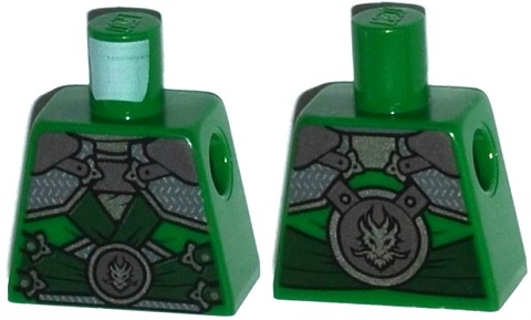 Torso Ninjago Shoulder Armor with Dark Green Belts and Dragon Emblem Pattern