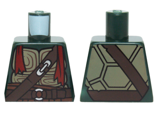 Torso Turtle Shell with Dark Brown Belts, Silver Buckles and Dark Red Bandana Pattern