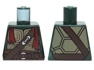 Torso Turtle Shell with Dark Brown Belts, Silver Buckles and Dark Red Bandana Pattern