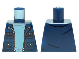 Torso Jacket with 4 Pockets, Silver Buttons and Zipper Pattern