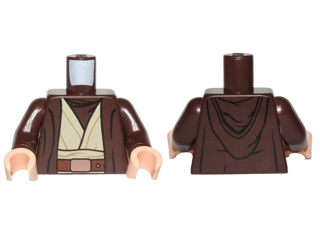 Torso SW Hooded Coat over Tan Jedi Robe with Undershirt and Belt Pattern (SW Obi-Wan) / Dark Brown Arms / Light Nougat Hands