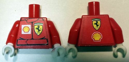 Torso Racers Ferrari front, Shell back (Stickers) without Driver Name Pattern / Red Arms / White Hands