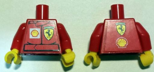 Torso Racers Ferrari front, Shell back (Stickers) without Driver Name Pattern / Red Arms / Yellow Hands