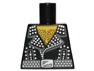 Torso Leather Jacket with Silver Studs and Buckle, Hairy Chest Pattern