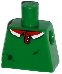 Torso Polo Shirt with Red and White Collar, Pizza Sauce Stains on Front Pattern