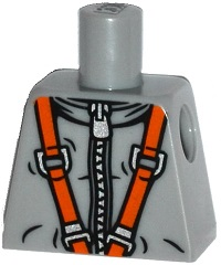 Torso Spacesuit with Silver Zipper and Orange Harness Pattern