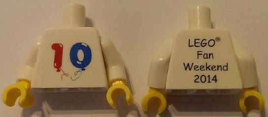 Torso LEGO Fan Weekend 2014 Pattern / White Arms / Yellow Hands