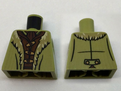 Torso LotR Coat with Tan Fur Lining over Reddish Brown Shirt Pattern