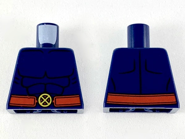 Torso Bare Chest with Muscles Outline and Red Belt with X-Men Logo Belt Buckle Pattern
