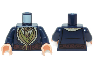 Torso LotR Coat Fur Lined with Olive Green Vest, Ascot and Belt Pattern / Dark Blue Arms / Light Nougat Hands