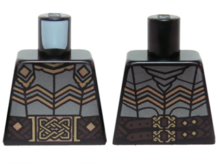 Torso LotR Armor with Dark Brown Woven Belt and Gold Buckles Pattern