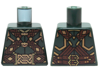 Torso LotR Armor with Dark Brown and Gold Woven Straps and Belt and Large Gold Buckle Pattern