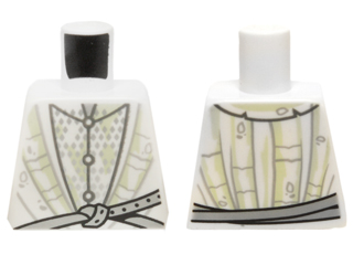 Torso LotR Robe with 3 Buttons, Metallic Silver Diamond Armor and Light Bluish Gray Belt Pattern