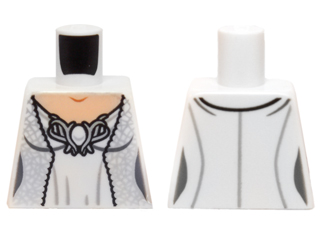 Torso LotR Dress with Metallic Silver Robe and Ornate Silver Brooch Pattern (Galadriel)