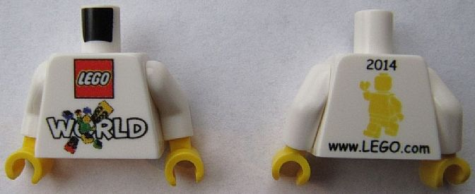 Torso LEGO World The Netherlands 2014 Pattern / White Arms / Yellow Hands