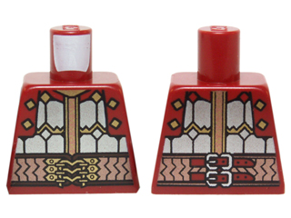 Torso LotR Metallic Silver Armor, Copper Belt with Gold Bindings and Red Straps Pattern