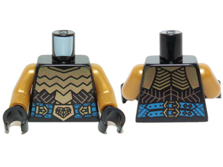 Torso LotR Gold Armor and Blue Jeweled Belt Pattern / Pearl Gold Arms / Black Hands