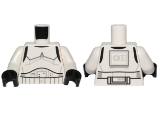 Torso SW Armor Stormtrooper, Detailed Armor without Shoulder Belts (Rebels Cartoon Style) Pattern / White Arms / Black Hands