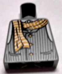 Torso Striped Vest with Buttons and Yellow Striped Scarf Pattern