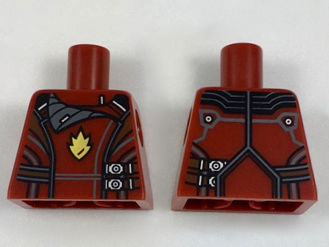 Torso Jacket with Dark Bluish Gray Collar, Silver Side Clasps and Gold Badge Pattern (Rocket)