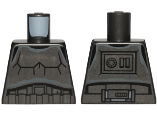 Torso SW Armor Stormtrooper, Detailed Armor without Shoulder Belts, Dark Bluish Gray Markings Pattern