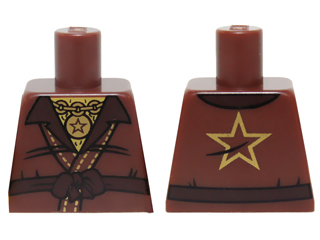 Torso Ninjago Robe with Open Shirt Collar, Belt, Gold Chain with Star Pendant and Gold Star on Back Pattern