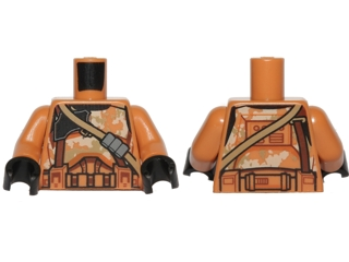 Torso SW Armor Camouflage Clone Trooper with Dark Tan Diagonal Belt Pattern / Medium Nougat Arms / Black Hands