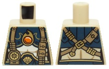 Torso Chima Female Outline with Dark Blue and Gold Armor with Scales, Straps, Pouches and Fire Chi Emblem Pattern