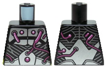 Torso Armor with Silver Metal Plates and Dark Pink Electrical Wires and Buttons Pattern