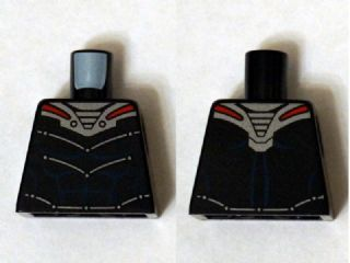 Torso Armor Silver and Red with Blue Muscles Pattern (Black Manta)