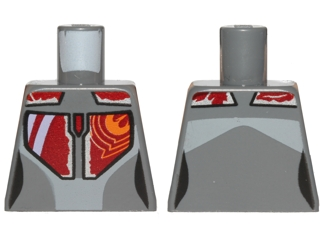 Torso SW Mandalorian Armor Plates Female Red, Silver, and Orange with Rebel Starbird Pattern (Sabine Wren)