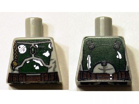 Torso SW Mandalorian Armor Plates Dark Green Pattern Dual Sided (Boba Fett), Large Emblem on Chest