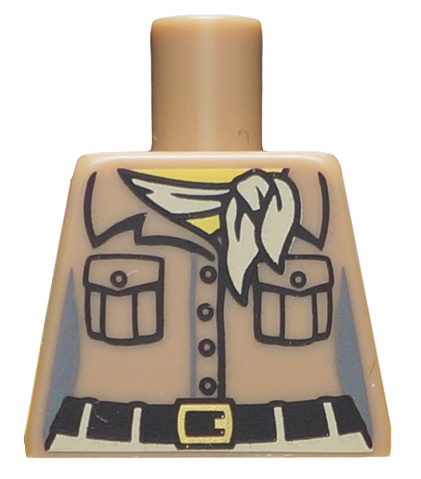 Torso Female Shirt with 2 Pockets, Tan Scarf and Black Belt with Gold Buckle Pattern