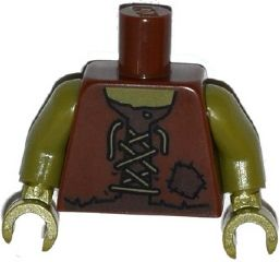 Torso Vest Tattered with Laces and Patch over Dark Brown Shirt Pattern / Olive Green Arms / Olive Green Hands