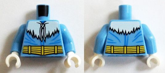 Torso Winter Jacket with Fur, Strings and Yellow Belt Pattern (Captain Cold) / Medium Blue Arms / White Hands