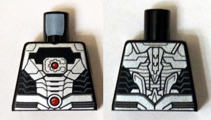 Torso Black and Silver Armor Plating with 2 Red Circles Pattern (Cyborg)