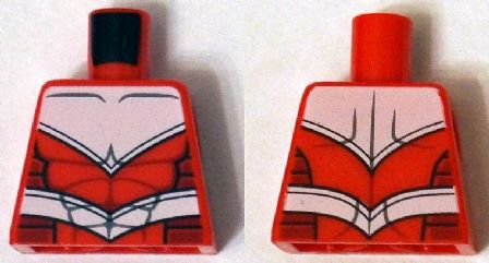 Torso Armor White with Black Muscles Outline and White Belt Pattern