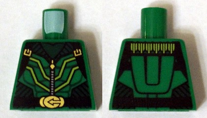 Torso Black Striped Vest with Clasps and Lime Lines, Zipper, Belt with Gold Buckle and Muscles Pattern (Green Arrow)