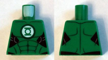Torso Muscles Outline with Green Lantern Logo on White Background Pattern