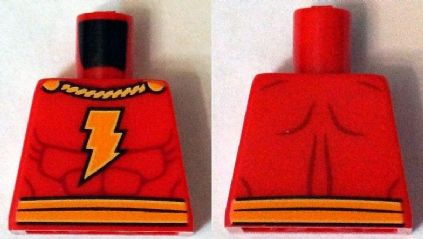 Torso Muscles Outline with Yellow Cape Clasps, Lightning Bolt and Belt Pattern