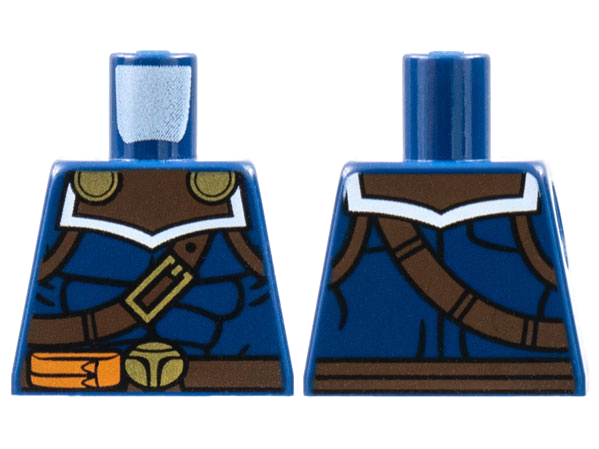 Torso Muscles Outline with Reddish Brown Belts with Gold Buckles Pattern