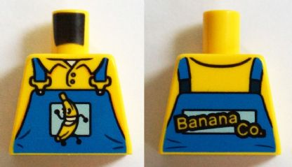 Torso Overalls Blue with Running Banana and 'Banana Co.' on Reverse Pattern