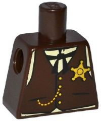 Torso Western Sheriff Star Badge, Vest, Gold Chain, Black Tie Pattern