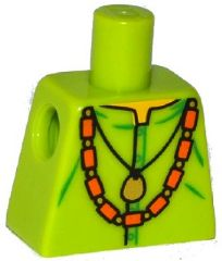 Torso Shirt with Gold Pendant and Orange Bead Necklace Pattern