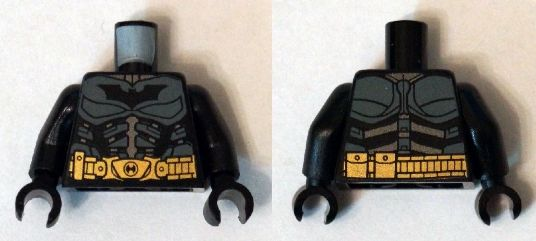 Torso Batman Logo with Body Armor Gray and Gold Belt Pattern (Comic Con) / Black Arms / Black Hands